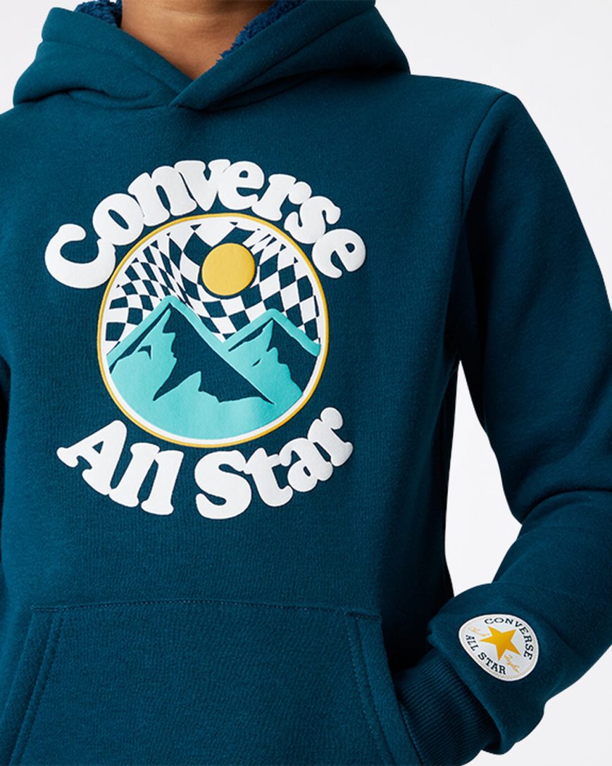 Mikiny S Kapucňou Converse Into The Wild Fleece Pullover Chlapcenske Modre | SK ECISY4